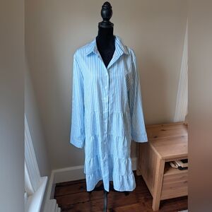 Blue Striped Button-Up Dress